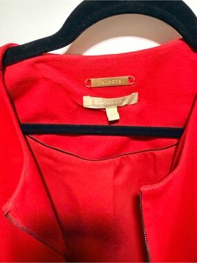 Talbots Vibrant Red Zip-Front Coat with Gold Nameplate